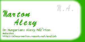 marton alexy business card